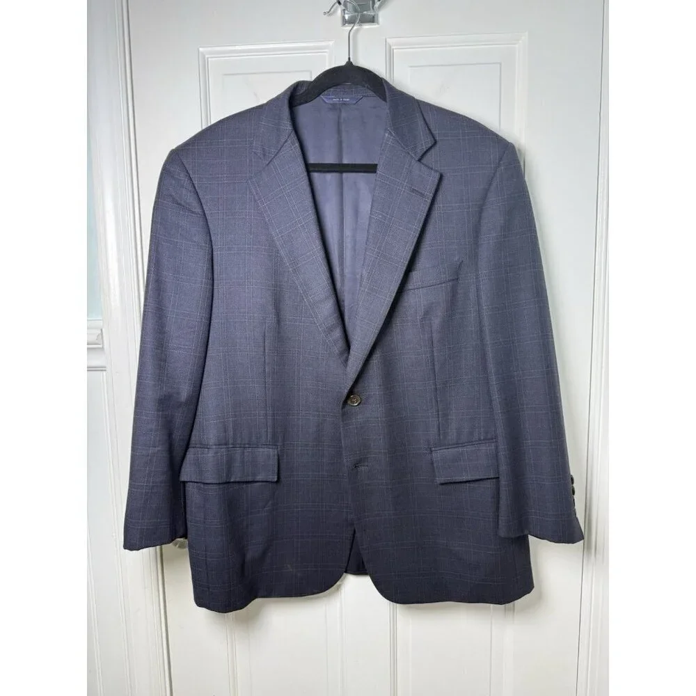 Brooks Brothers Regent E Thomas Full Canvas Sport Coat Blazer Navy Plaid 42S